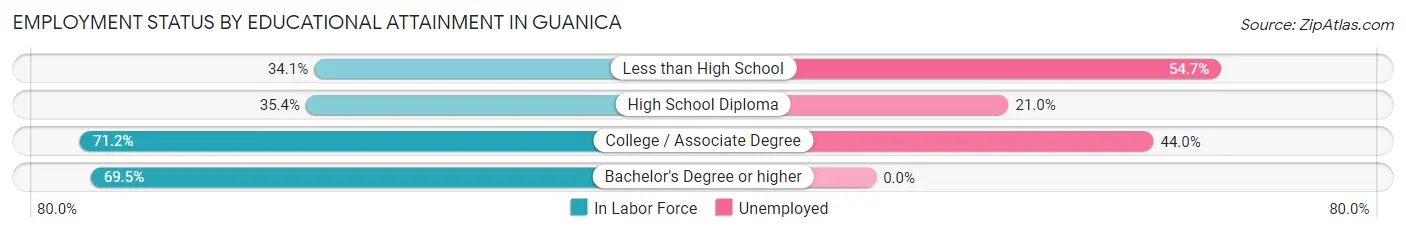 Employment Status by Educational Attainment in Guanica