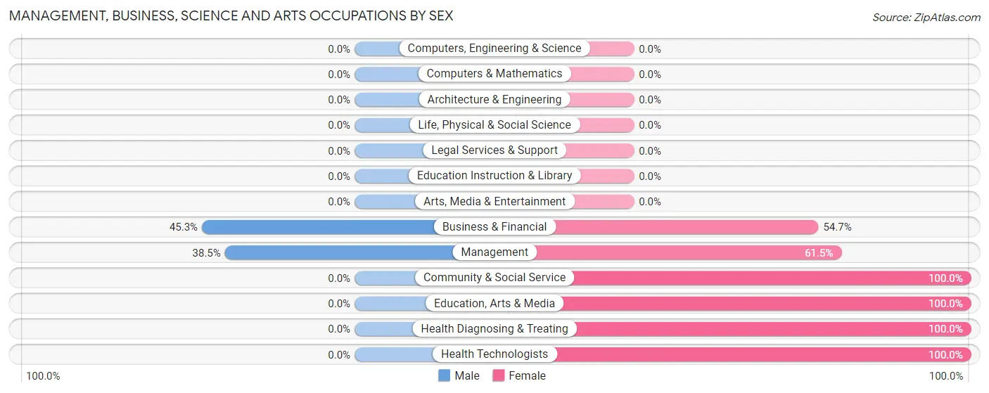 Management, Business, Science and Arts Occupations by Sex in H Rivera Colon