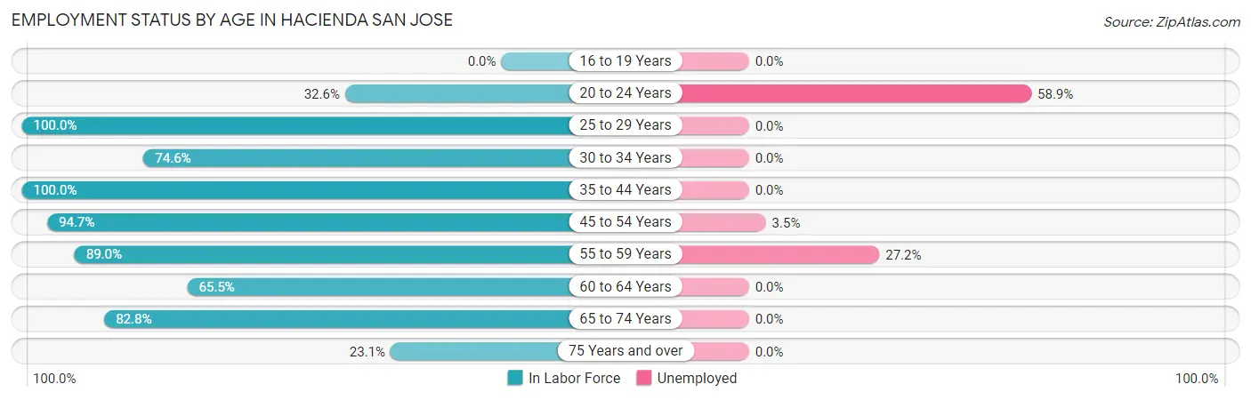 Employment Status by Age in Hacienda San Jose
