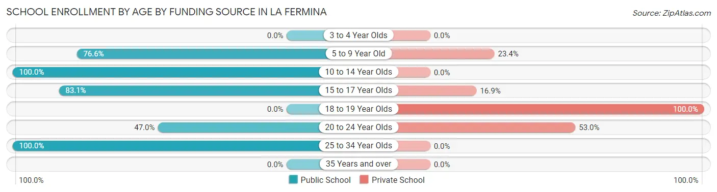 School Enrollment by Age by Funding Source in La Fermina
