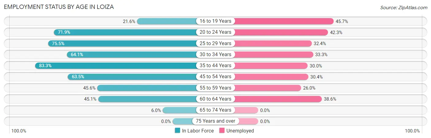 Employment Status by Age in Loiza