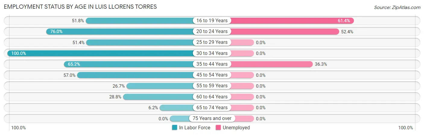Employment Status by Age in Luis Llorens Torres