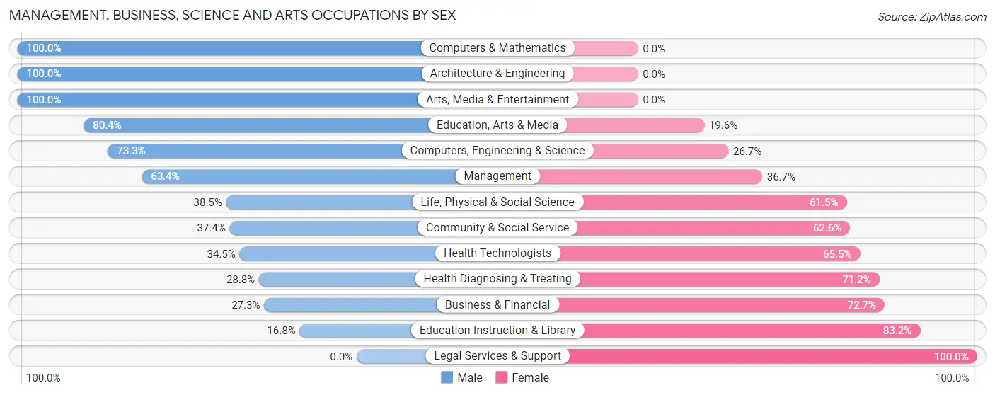 Management, Business, Science and Arts Occupations by Sex in Manati