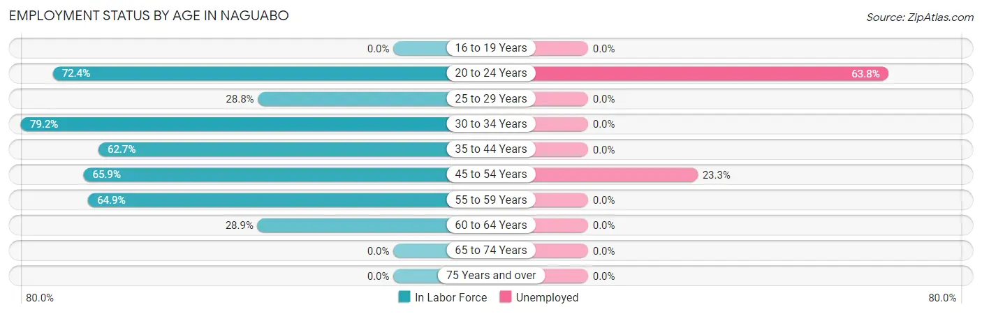 Employment Status by Age in Naguabo