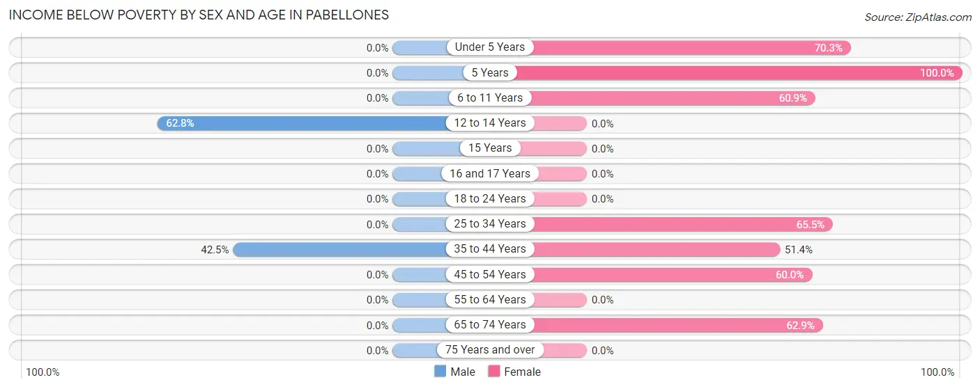 Income Below Poverty by Sex and Age in Pabellones