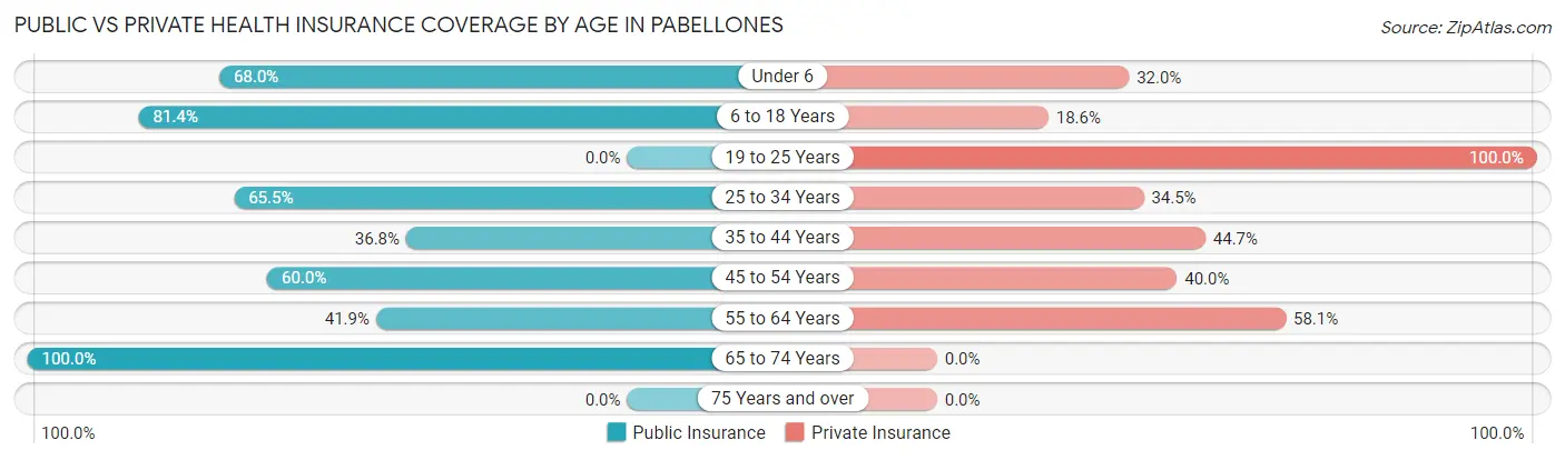 Public vs Private Health Insurance Coverage by Age in Pabellones