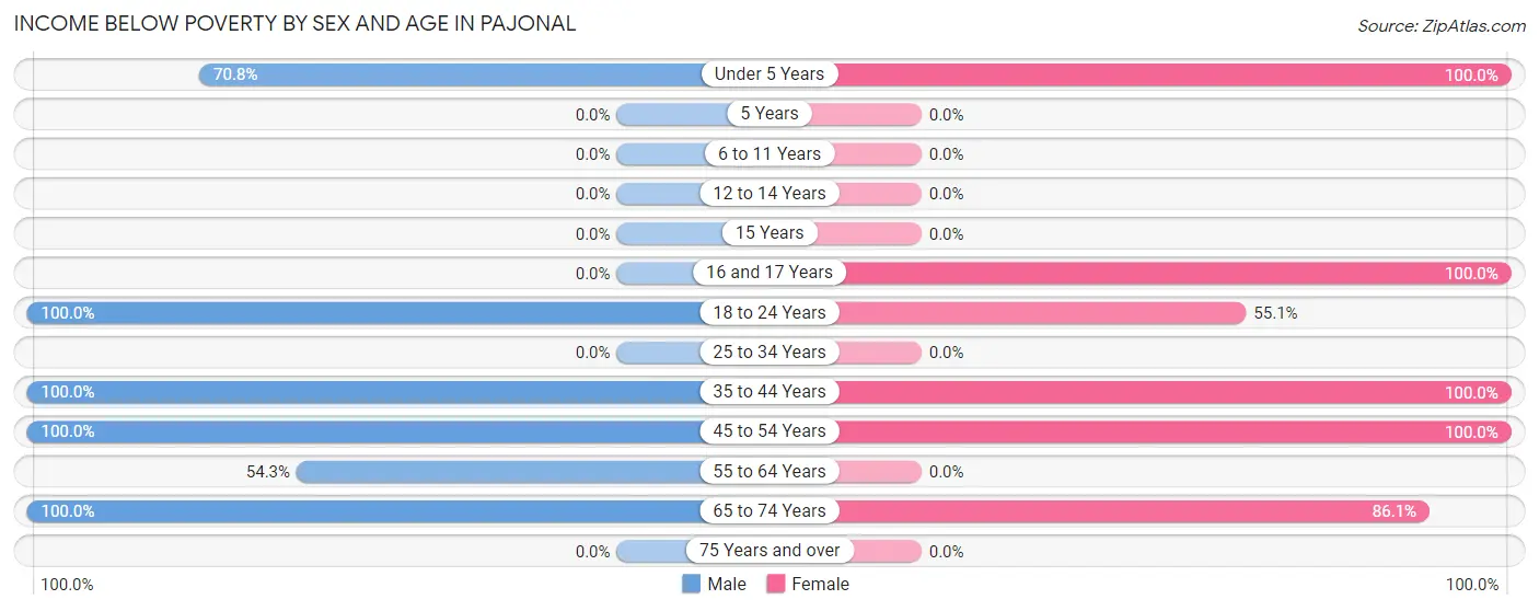 Income Below Poverty by Sex and Age in Pajonal