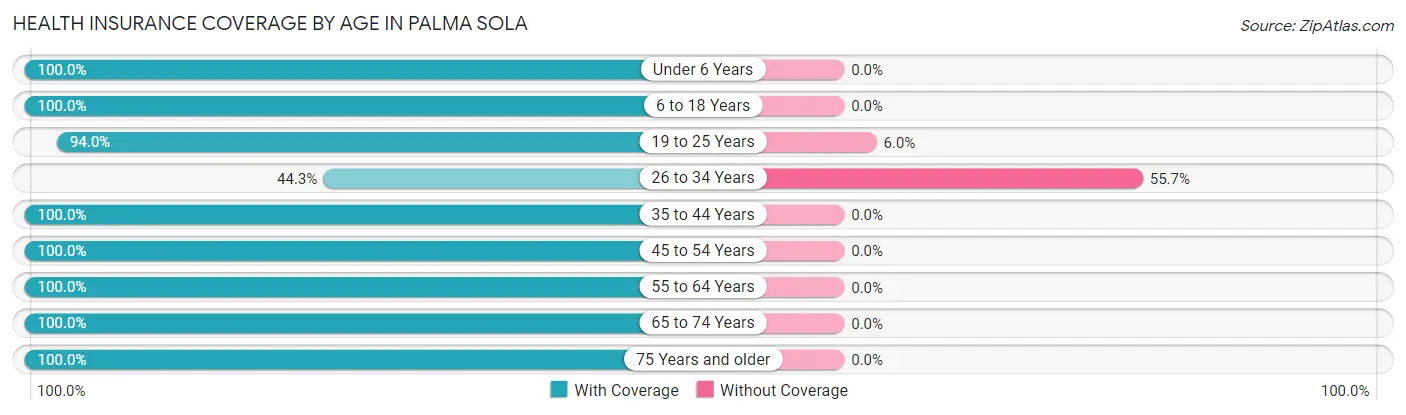 Health Insurance Coverage by Age in Palma Sola