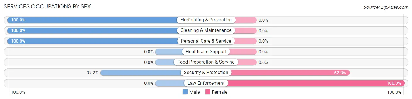Services Occupations by Sex in Patillas
