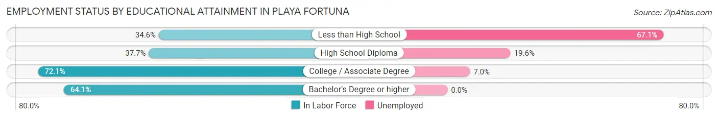 Employment Status by Educational Attainment in Playa Fortuna