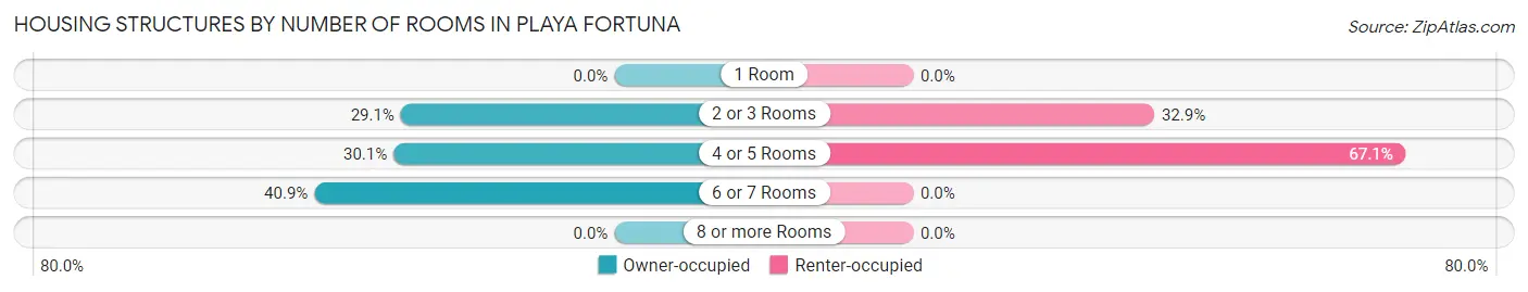 Housing Structures by Number of Rooms in Playa Fortuna