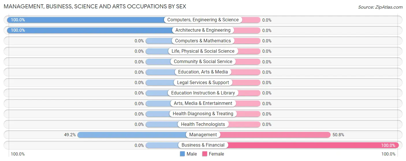 Management, Business, Science and Arts Occupations by Sex in Rio Lajas