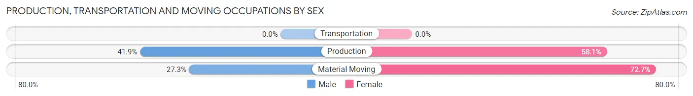 Production, Transportation and Moving Occupations by Sex in Salinas