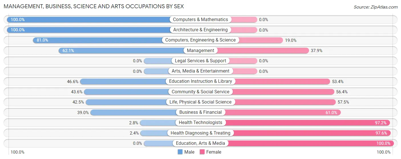 Management, Business, Science and Arts Occupations by Sex in San Lorenzo