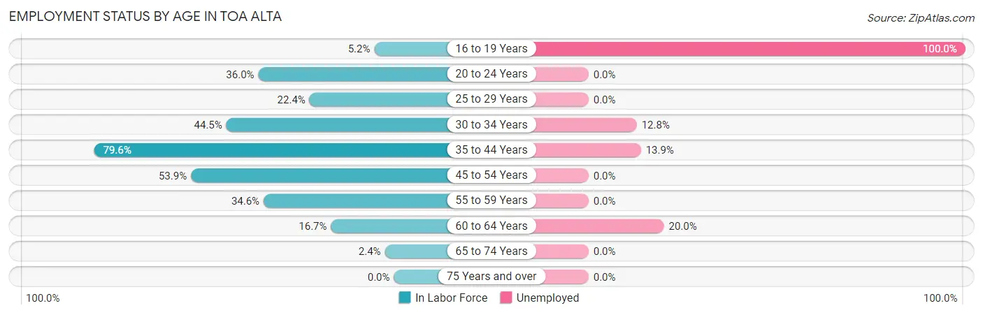 Employment Status by Age in Toa Alta