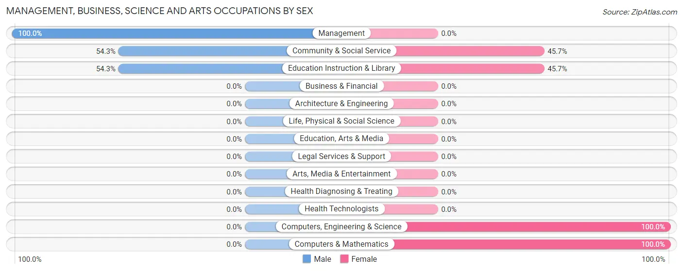 Management, Business, Science and Arts Occupations by Sex in Adams Run