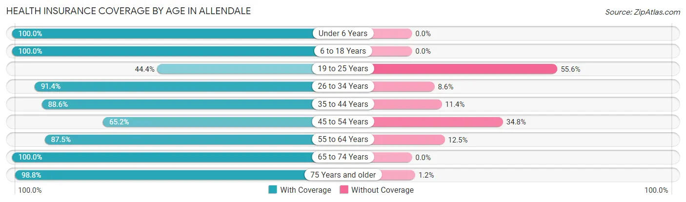 Health Insurance Coverage by Age in Allendale