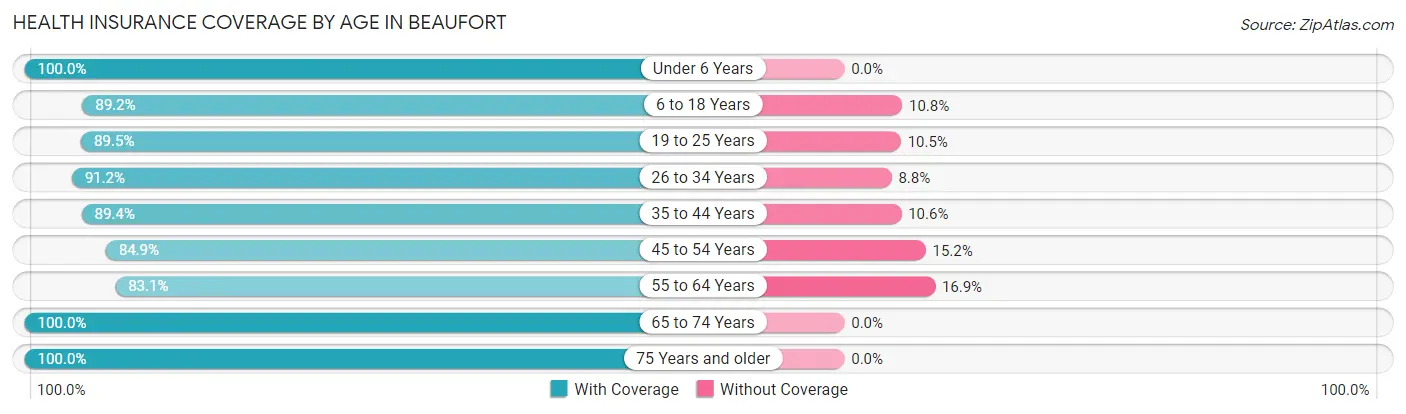 Health Insurance Coverage by Age in Beaufort