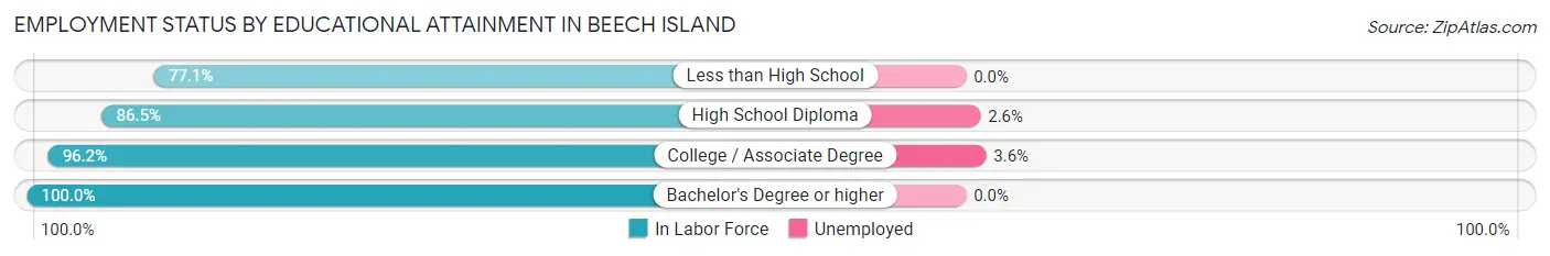 Employment Status by Educational Attainment in Beech Island