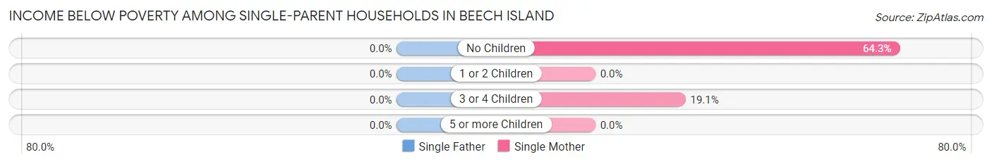Income Below Poverty Among Single-Parent Households in Beech Island