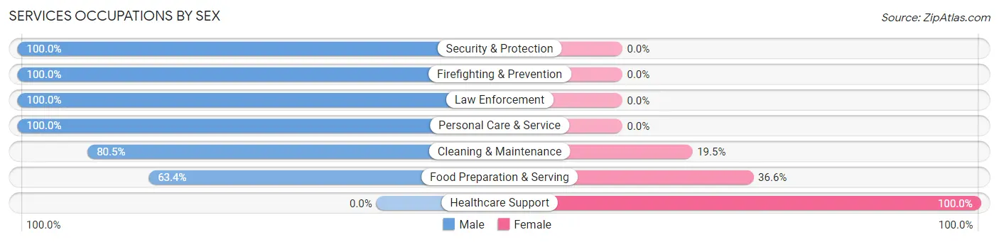 Services Occupations by Sex in Belvedere