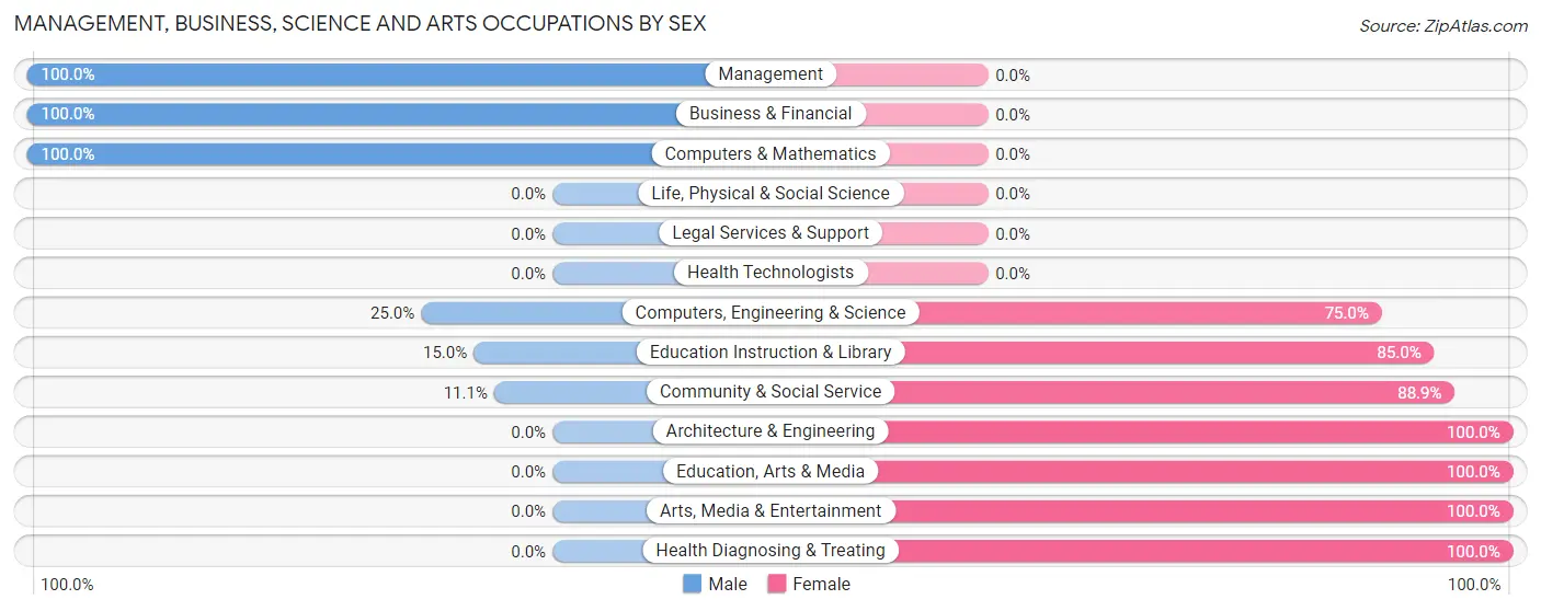Management, Business, Science and Arts Occupations by Sex in Bethune