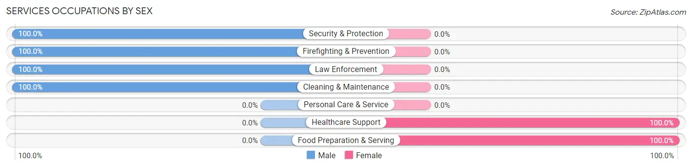 Services Occupations by Sex in Bethune