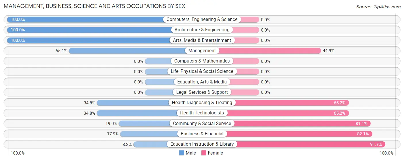 Management, Business, Science and Arts Occupations by Sex in Bishopville