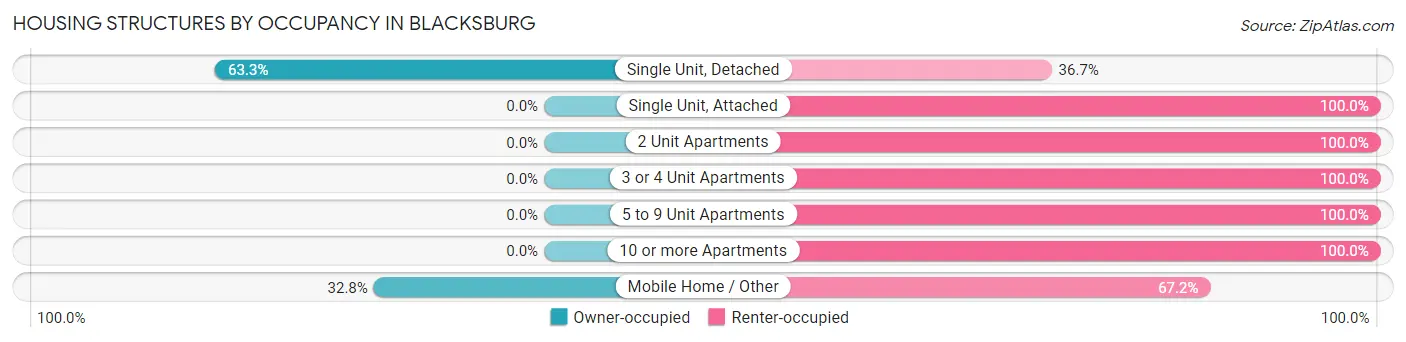 Housing Structures by Occupancy in Blacksburg