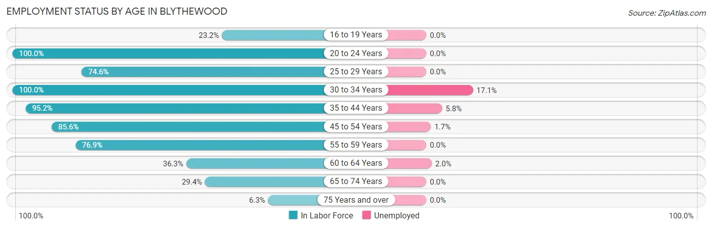 Employment Status by Age in Blythewood
