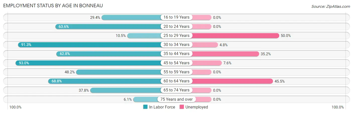 Employment Status by Age in Bonneau