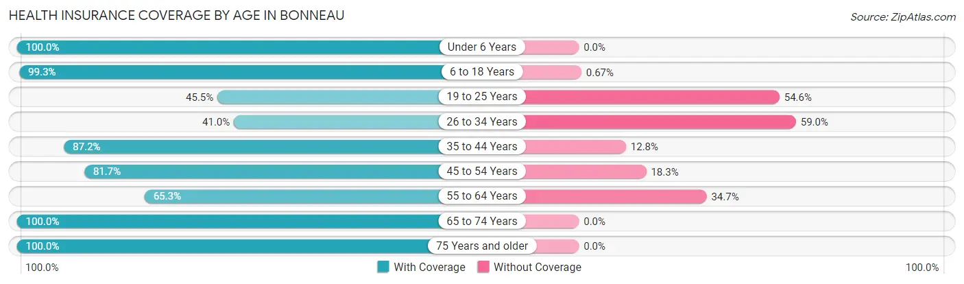 Health Insurance Coverage by Age in Bonneau