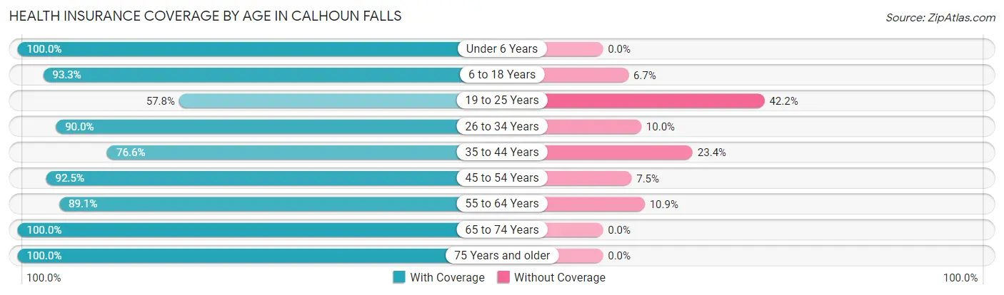 Health Insurance Coverage by Age in Calhoun Falls