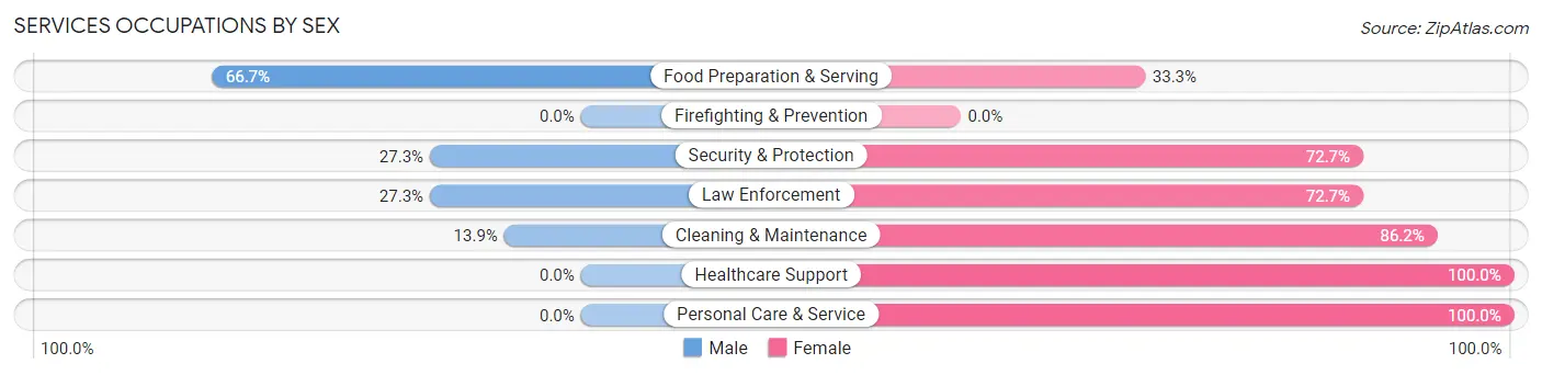 Services Occupations by Sex in Calhoun Falls