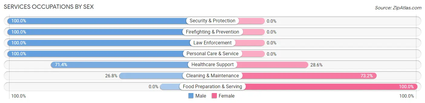 Services Occupations by Sex in Camden