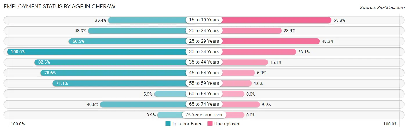 Employment Status by Age in Cheraw