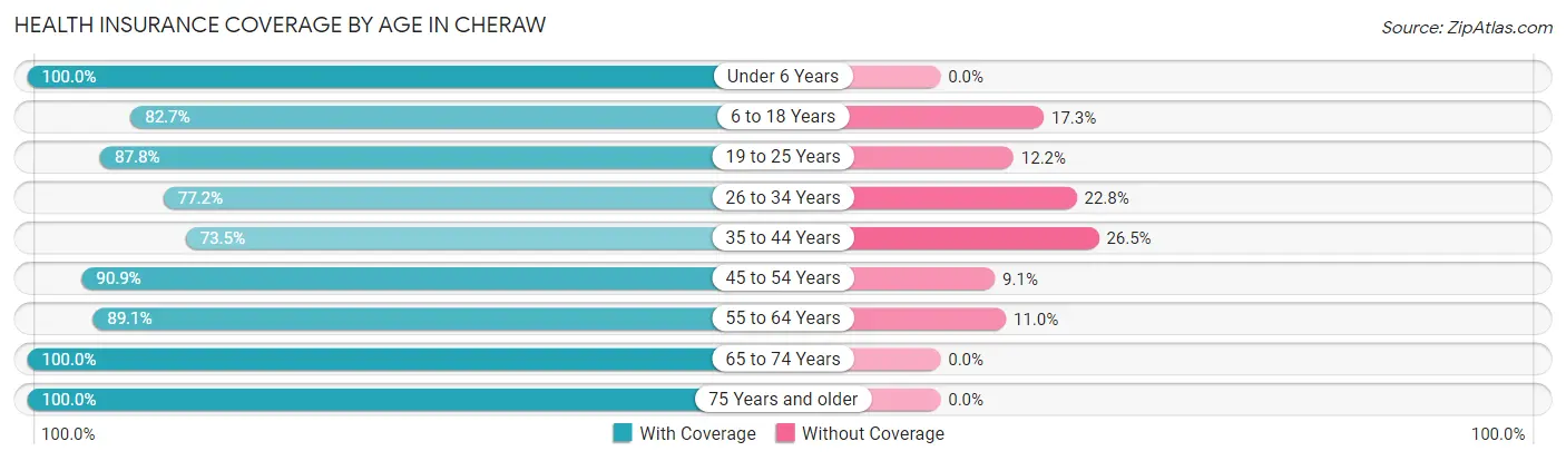 Health Insurance Coverage by Age in Cheraw