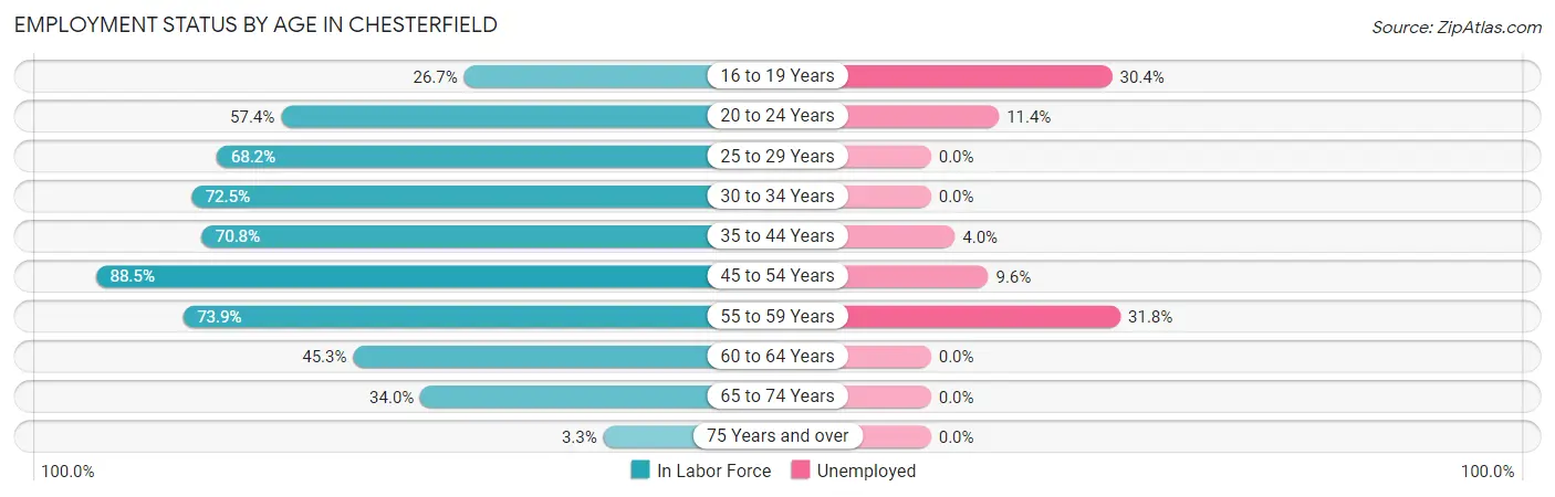 Employment Status by Age in Chesterfield