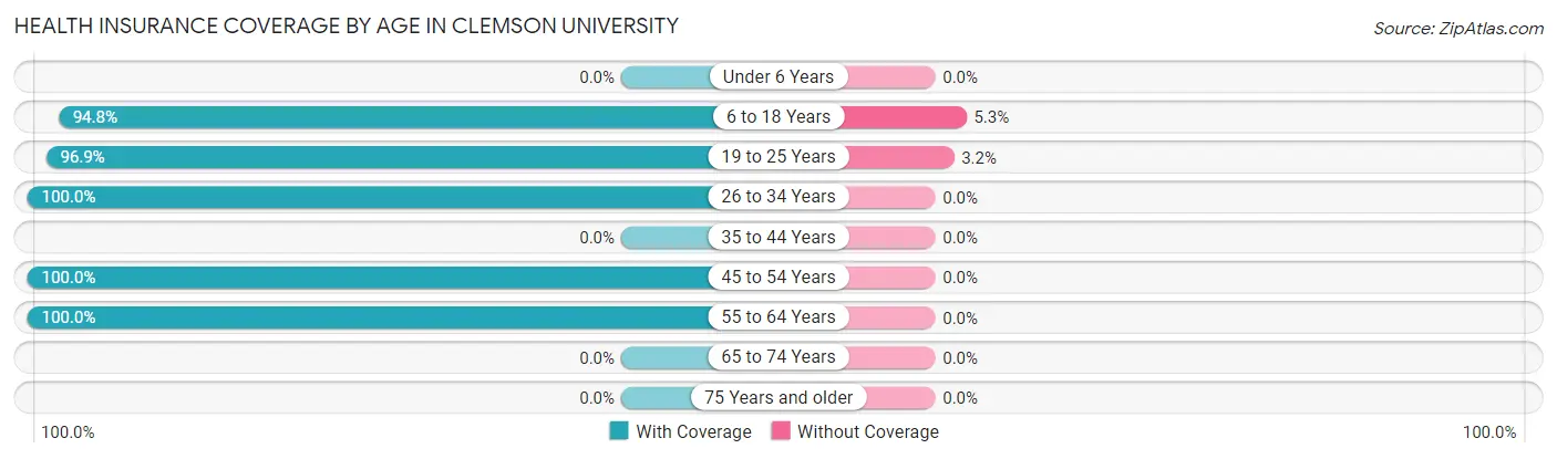 Health Insurance Coverage by Age in Clemson University