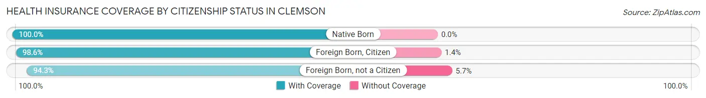 Health Insurance Coverage by Citizenship Status in Clemson