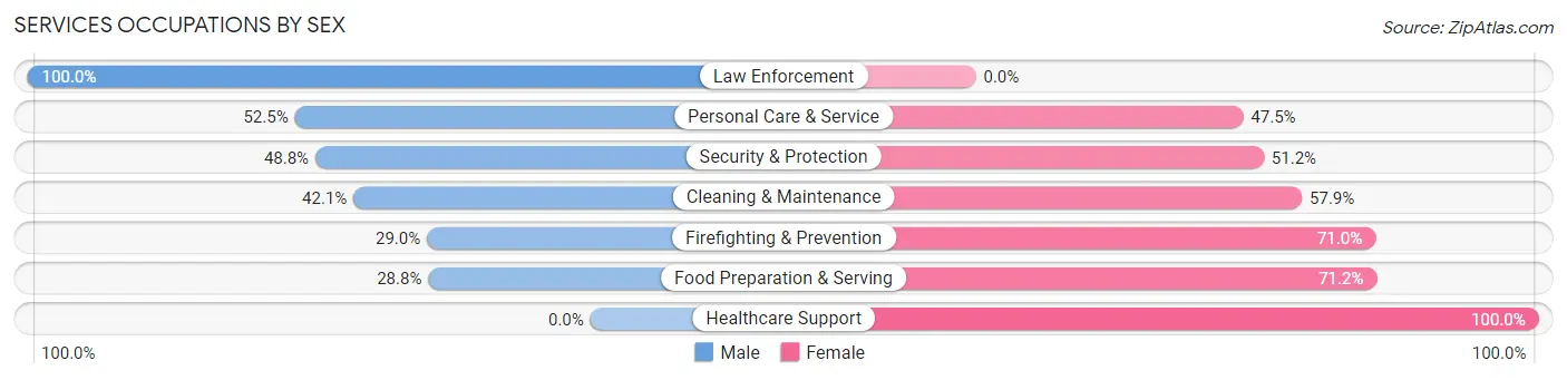Services Occupations by Sex in Clover