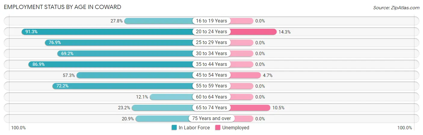 Employment Status by Age in Coward
