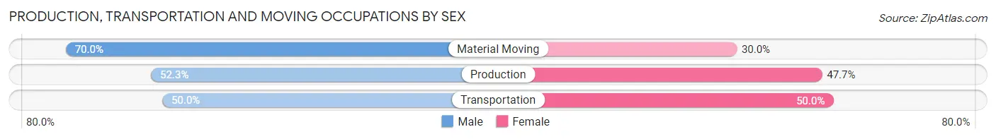 Production, Transportation and Moving Occupations by Sex in Cowpens