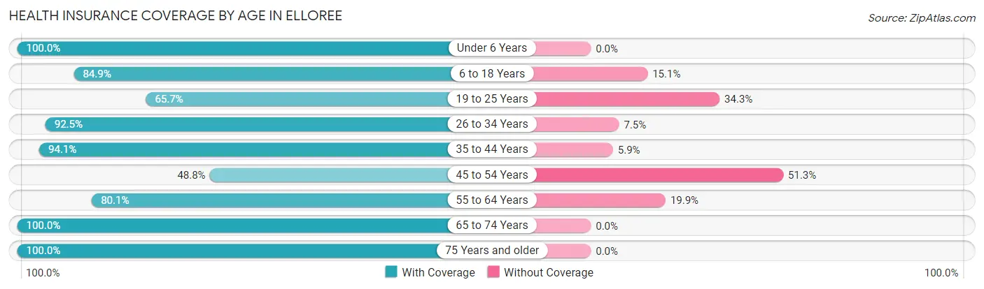 Health Insurance Coverage by Age in Elloree