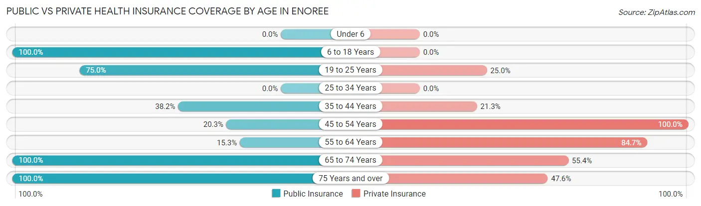 Public vs Private Health Insurance Coverage by Age in Enoree