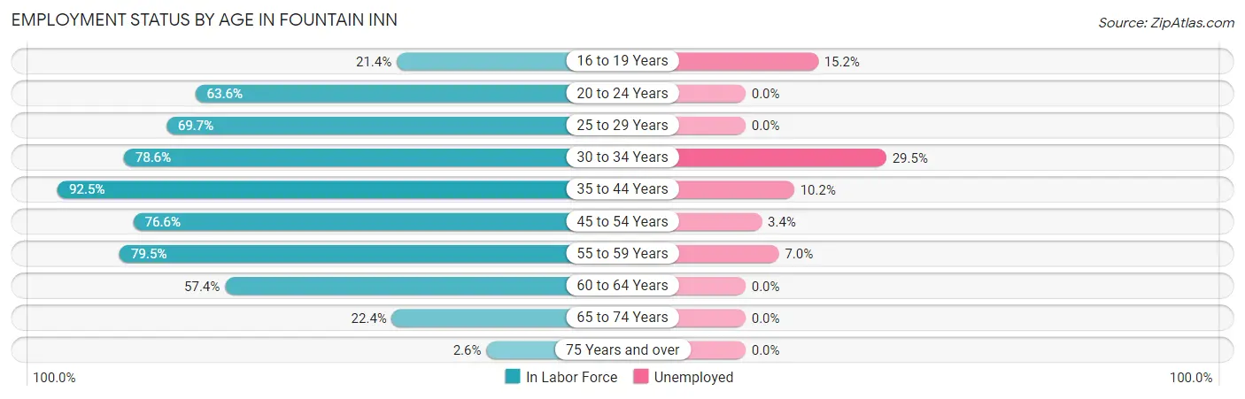 Employment Status by Age in Fountain Inn