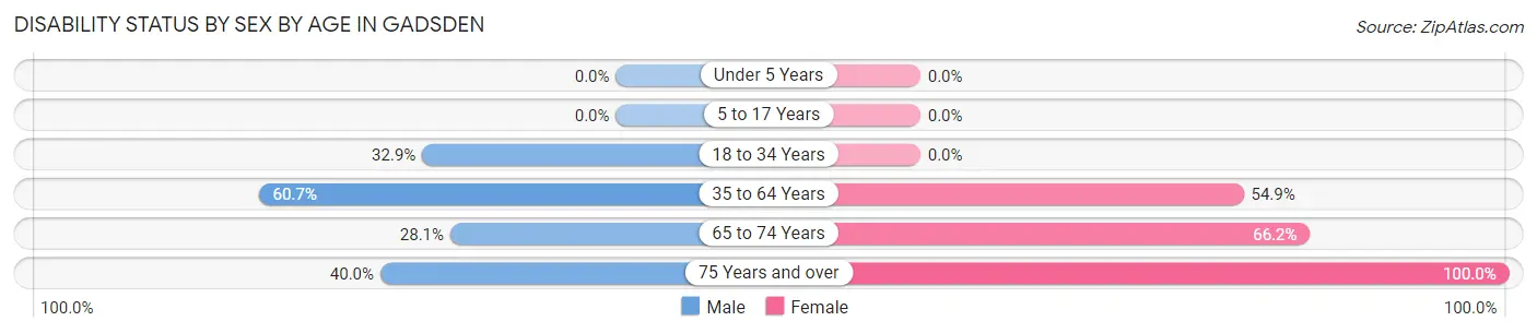 Disability Status by Sex by Age in Gadsden
