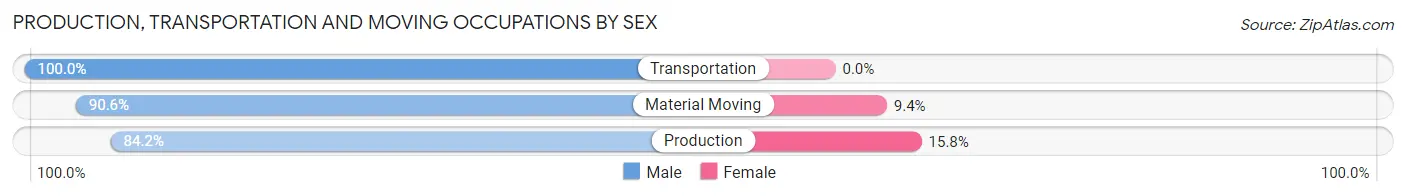 Production, Transportation and Moving Occupations by Sex in Gaston