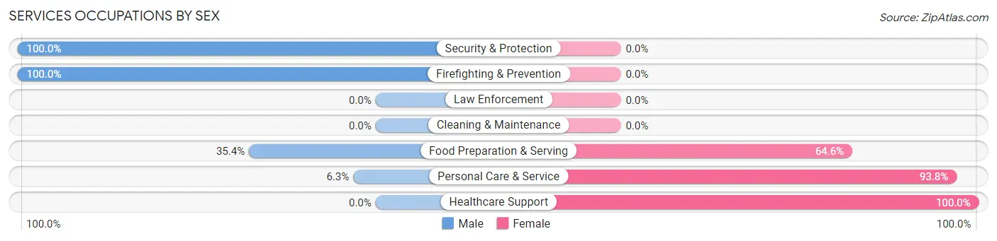Services Occupations by Sex in Gloverville