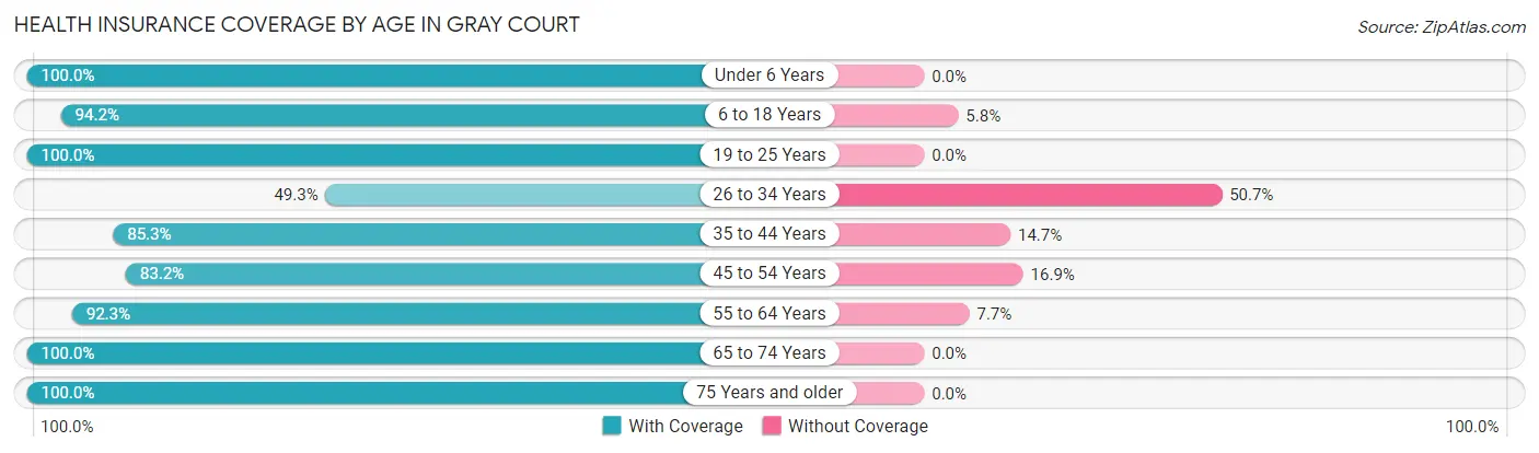 Health Insurance Coverage by Age in Gray Court